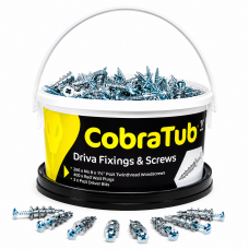 CobraTub 5  Plasterboard Drive Anchors - 200 Self drive fixings + 200 screws to suit c/w 2 Pozi Driver bits - 200 per pack