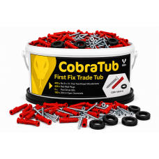 Cobra First Fix Trade Tub - 400 Screws , 400 Red Plugs & 100 open Grommets 