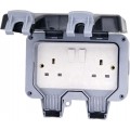 Outdoor Switched Sockets - 2 Gang 13Amp Double Pole IP66