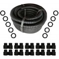 20mm  x 10m PVC Contractor Packs of  corrugated conduit with 10 glands **BLACK**