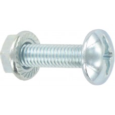 M6 x 20mm Combi Tray Bolt for fixing cable tray. Mushroom head with P22 and slot drive. Extra grip flange nut. - 200 per pack