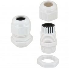 20mm Dome Top IP68 Glands c/w washer for cable size 10-14 WHITE - 10 per pack