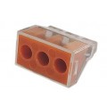 3 Conductor Push In clear connectors for solid and stranded wires - re-usable - 50 per pack