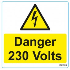 Warning Labels - Danger 230V 75mm x 75mm (25 per roll)