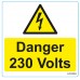 Warning Labels - Danger 230V 75mm x 75mm (25 per roll)