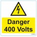 Warning Labels - Danger 400V 75mm x 75mm (25 per roll)