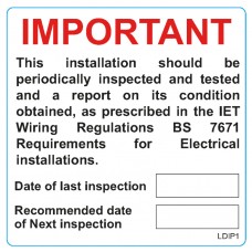 Warning Labels - Periodic Inspection 75mm x 75mm (25 per roll)