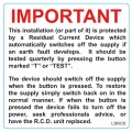 Warning Labels - RCD Test 75mm x 25mm (25 per roll)