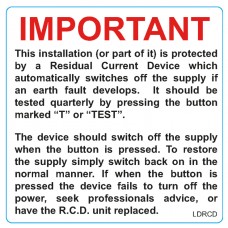 Warning Labels - RCD Test 75mm x 25mm (25 per roll)